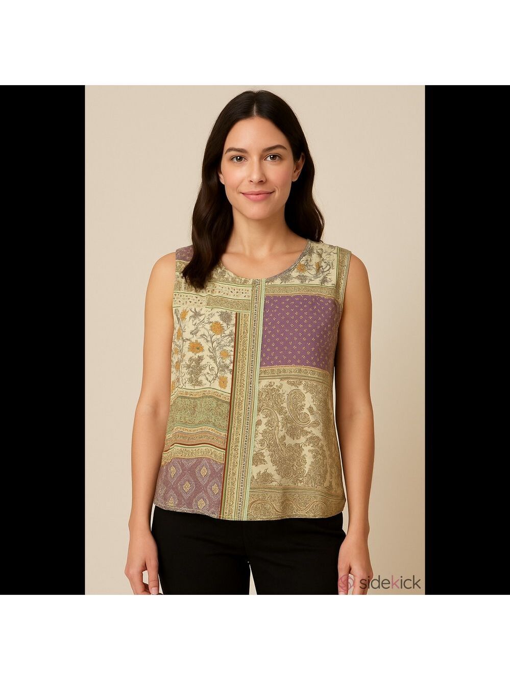 Ricki's Purple and Cream Paisley Patchwork Print Sleeveless Camisole M